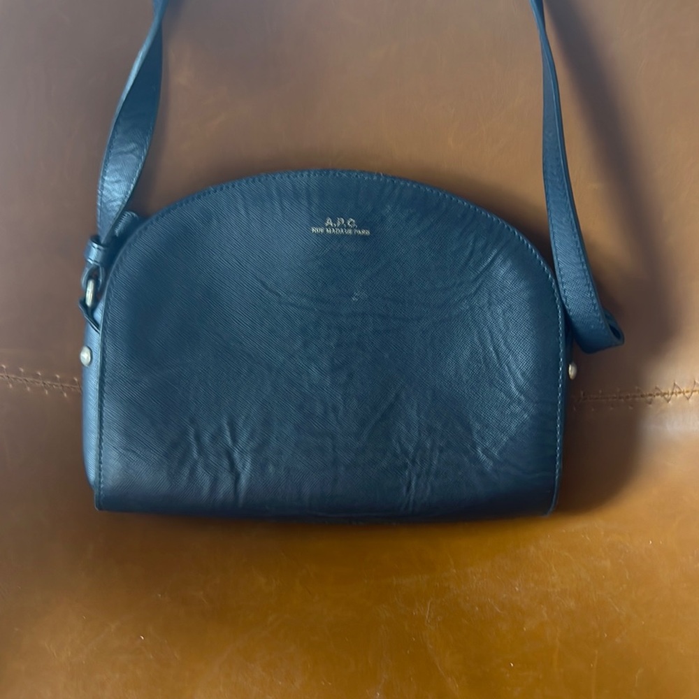 A.P.C half moon bag with gold hardware